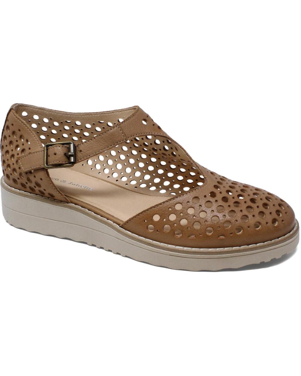 NEW DJANGO & JULIETTE women's offhand shoes in dark tan-vanilla sole leather